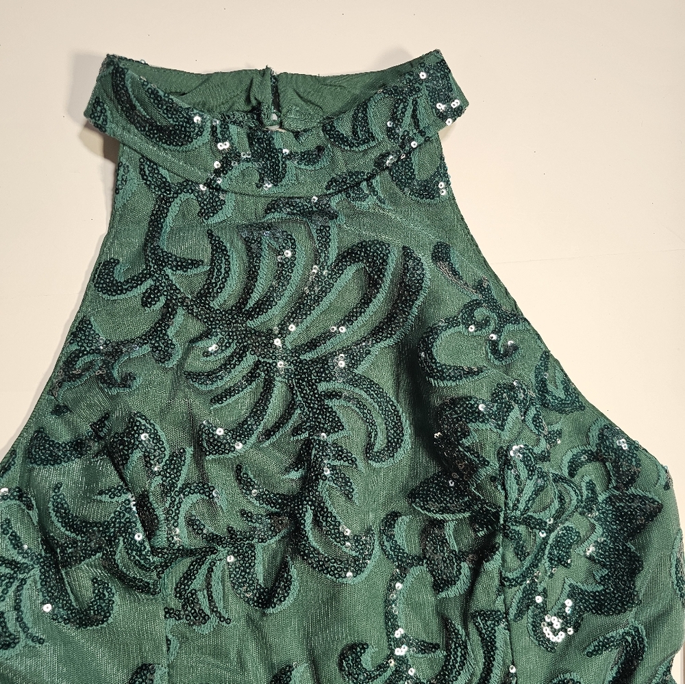 PromGirl Green Sequin Halter A-Line Mini Dress Size Medium NWT - Picture 6 of 16